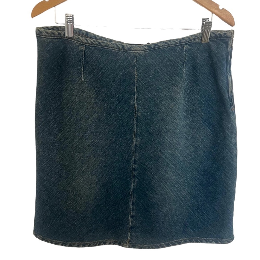 IZOD Women's Plus Medium Wash Denim Blue Jean Skirt
